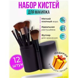 НАБОР КИСТЕЙ ДЛЯ МАКИЯЖА В ФУТЛЯРЕ 12В1, код 50256354