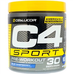 Cellucor, C4 Sport, предтренировочный, голубая малина, 9,5 унции (270 г)