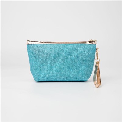 Косметичка-сумочка, отдел на молнии, с ручкой, цвет голубой