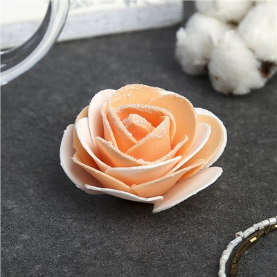 Декор для творчества "Бело-оранжевая роза с блестками" 7х7 см