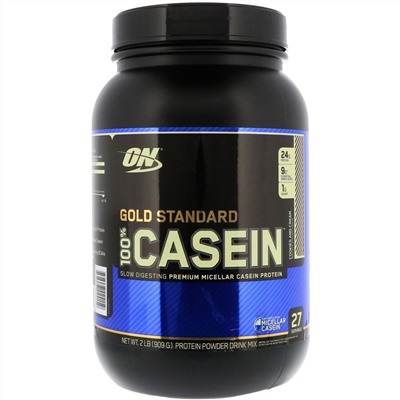 Optimum Nutrition, Gold Standard 100% Casein, казеин со вкусом печенья и сливок, 909 г (2 фунта)