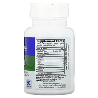 Enzymedica, Pro Bio, пробиотик с гарантированной эффективностью, 30 капсул