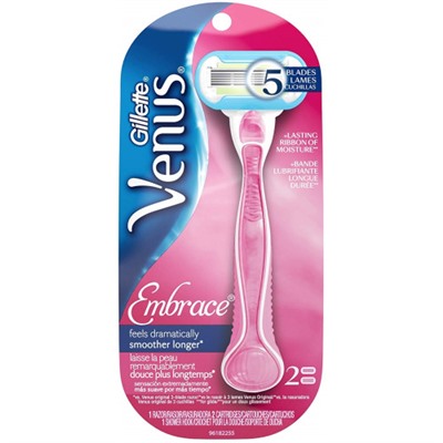 Станок женский для бритья Gillette Venus Embrace, 2 кассеты