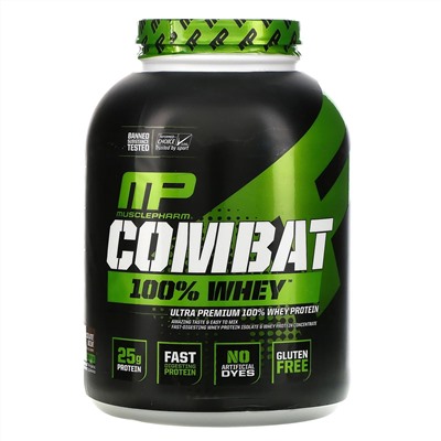 MusclePharm, Combat, 100% сывороточный протеин, со вкусом шоколадного молока, 2269 г (5 фунтов)