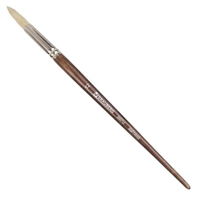 Кисть художественная профессиональная BRAUBERG ART “CLASSIC“, щетина, круглая, № 12, длинная ручка