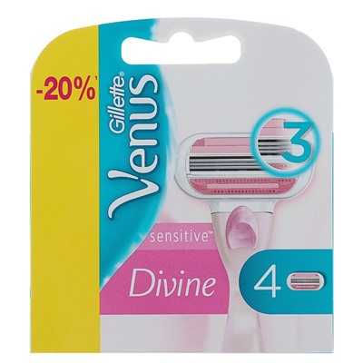 Сменные кассеты Gillette Venus DIVINE, 3 лезвия, 4 шт