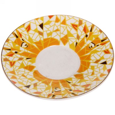 Кофейная пара (зеркальная кружка 90мл+блюдце) анаморфный дизайн "Олень" желтый
