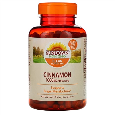 Sundown Naturals, Корица, 1000 мг, 200 капсул