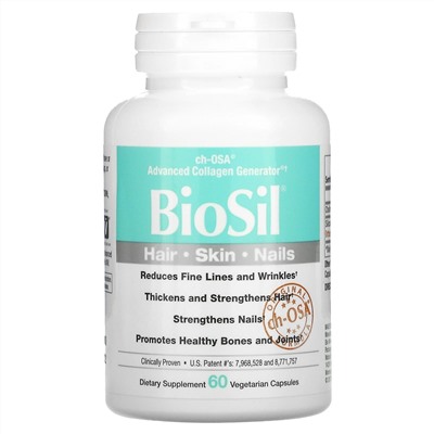 BioSil by Natural Factors, ch-OSA, улучшенный источник коллагена, 60 вегетарианских капсул