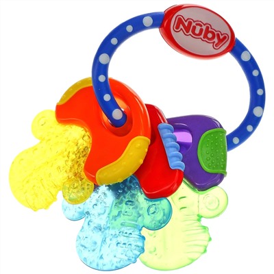 Nuby, Soothing Teether, Icy Bite Keys, Blue, 3+ M, 1 Piece