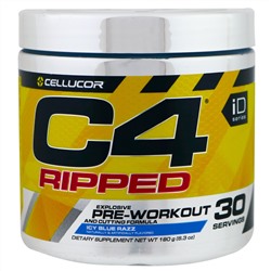 Cellucor, C4 Ripped взрывная сила, предтренировочный комплекс, ледяная голубая свежесть, 6,3 унции (180 г)