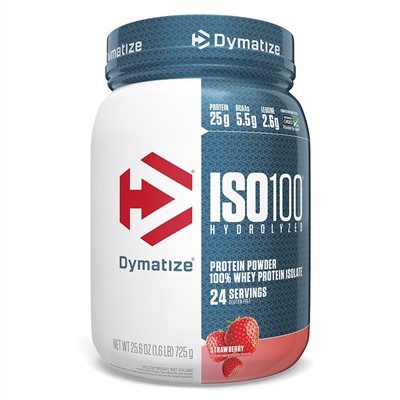 Dymatize Nutrition, ISO100, гидролизованный 100% изолят сывороточного протеина, клубника, 725 г (1,6 фунта)