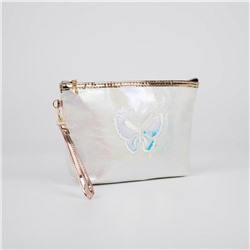 Косметичка-сумка, отдел на молнии, с ручкой, цвет белый, «Бабочка»