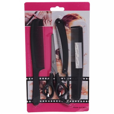 Набор для стрижки волос "Barber", ножницы прямые, расческа 2шт, станок для бритья
