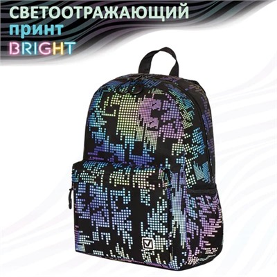 Рюкзак BRAUBERG BRIGHT универсальный, СВЕТЯЩИЙСЯ РИСУНОК, “Pixels“, 42х31х15 см, 229943