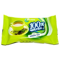 Влажные салфетки 100% Чистоты с ароматом Зеленого чая, 15 шт