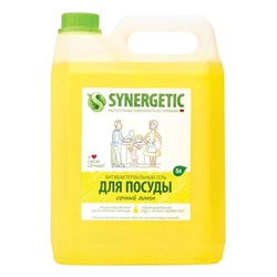 Средство для мытья посуды 5 л SYNERGETIC “Лимон“, антибактериальное, 103500