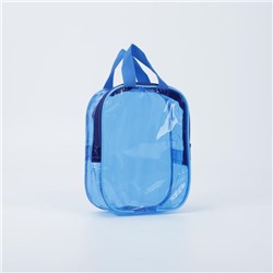 Косметичка-сумка, отдел на молнии, с ручками, цвет голубой