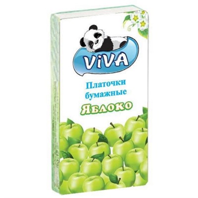 Платочки бумажные Viva (Вива) Яблоко, 2-слойные