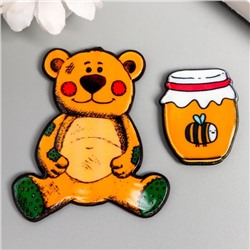 Декор пластик "Медведь сластёна" набор 2 шт 4,6х4 см