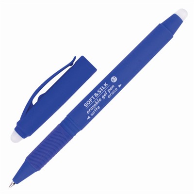 Ручка стираемая гелевая с грипом Brauberg (Брауберг) Soft&Silk, Синяя, узел 0,7 мм, линия 0,5 мм