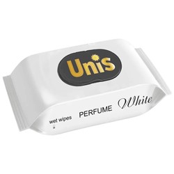 Влажные салфетки антибактериальные ТМ Unis Perfume White, клапан, 84 шт