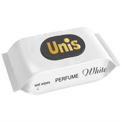 Влажные салфетки антибактериальные ТМ Unis Perfume White, клапан, 84 шт