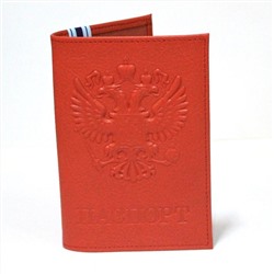 Обложка для паспорта, натуральная кожа, красная, 9527, арт.242.029