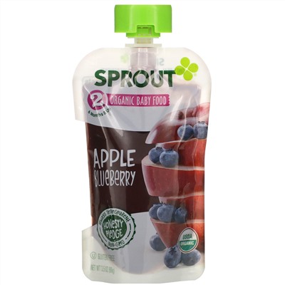 Sprout Organic, Baby Food, 6 Months & Up, Apple Blueberry, 3.5 oz (99 g)