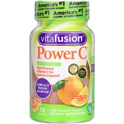 VitaFusion, Power C, High Potency Vitamin C, Natural Orange Flavor, 70 Gummies