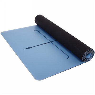 Коврик для йоги 4мм 68*183 см "Грация" 2х сторонний (антискользящее покрытие), голубой/черный