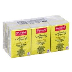 Платочки бумажные «Premial»  3,сл с ароматом лимона, мини