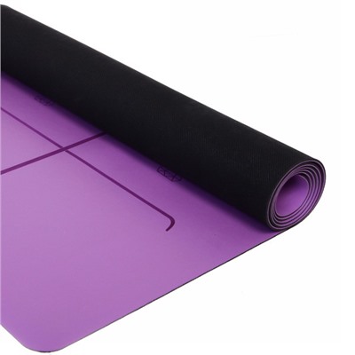 Коврик для йоги 4мм 68*183 см "Грация" 2х сторонний (антискользящее покрытие), фиолетовый/черный