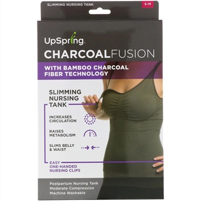 UpSpring, Charcoal Fusion, Slimming Nursing Tank, S-M, 1 Tank