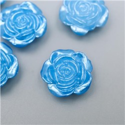 Кабошон "Роза", цвет синий перламутр 12 мм