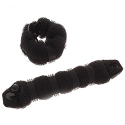 Валик для волос с кнопкой и резинкой, чёрный (20 × 4 × 3 см)