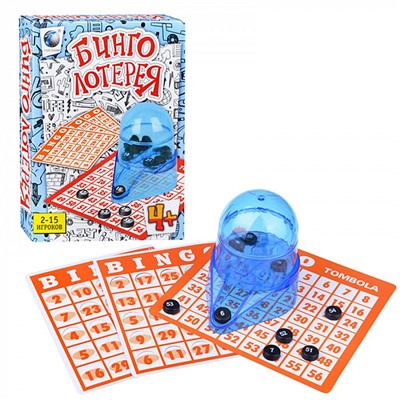 8028А цветн Настольная игра "Бинго-лотерея" от 2 до 15 игроков,  в коробке