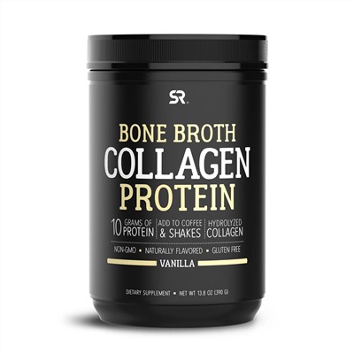 Sports Research, Bone Broth Collagen Protein, Vanilla, 13.8 oz (390 g)