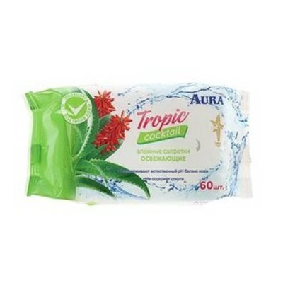 AURA TROPIC влажн.салфетки 60шт