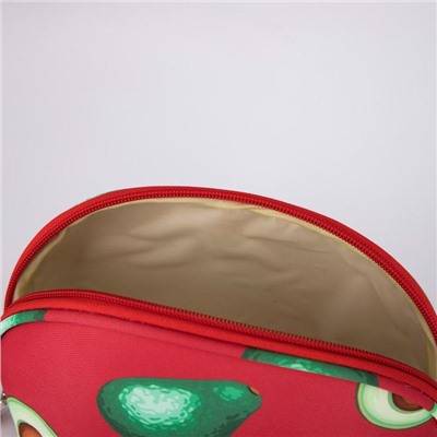 Косметичка-сумочка, отдел на молнии, с ручкой, цвет красный, «Авокадо»