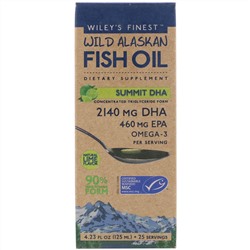 Wiley's Finest, Summit DHA, жир дикой аляскинской рыбы, с натуральным вкусом лайма, 125 мл (4,23 жидкой унции)