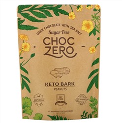 ChocZero, Keto Bark, черный шоколад для кетодиеты, без сахара, с морской солью и арахисом, 6 батончиков по 1 унции