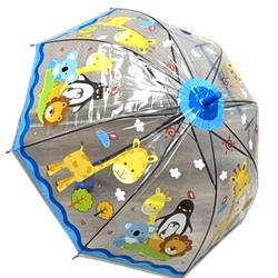 Зонт детский прозрачный с аппликацией п/автомат (Глубокий купол). Арт 603/2