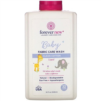 Forever New, Baby, Fabric Care Wash, Liquid, Clean Cotton, 32 oz (946 ml)