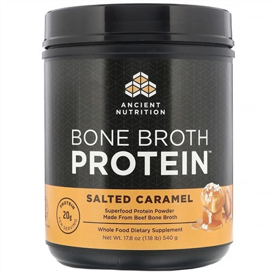 Dr. Axe / Ancient Nutrition, Bone Broth Protein, Salted Caramel, 1.18 lb (540 g)