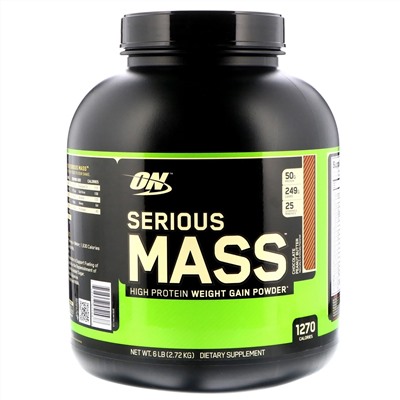 Optimum Nutrition, Serious Mass, порошок для набора веса с высоким содержанием белка, шоколад и арахисовое масло, 2,72 кг (6 фунтов)