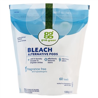 Grab Green, Отбеливатель Bleach Alternative, без отдушки, 60 порций, 2 фунта 4 унции (1080 г)