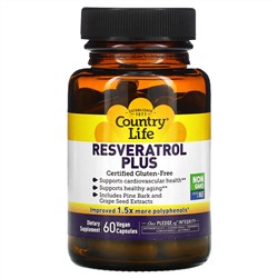 Country Life, Resveratrol Plus, 60 веганских капсул