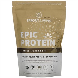 Sprout Living, Epic Protein, Organic Plant Protein + Superfoods, Coffee Mushroom, 1.1 lb (494 g)