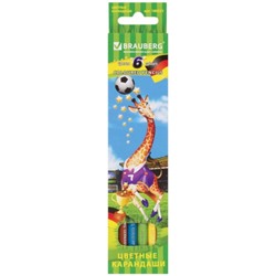 Карандаши цветные Brauberg (Брауберг) Football match, заточенные, картонная упаковка, 6 цветов